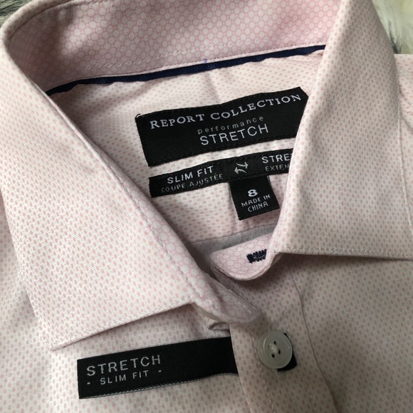 Boys Report Collection Pink mini Dot Long Sleeve Dress Shirt, Size 8 - Picture 2 of 5